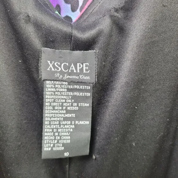 Xscape Y2K Slip Prom Gown Purple 10 Beaded Leopard Print Train Formal Open Back - Picture 6 of 17